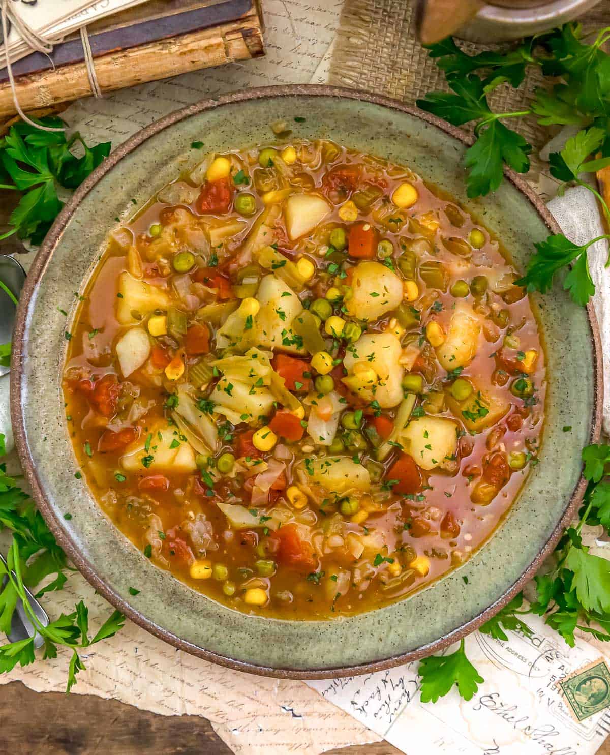 Bowl of Low-Fat Spicy Creole Veggie Soup