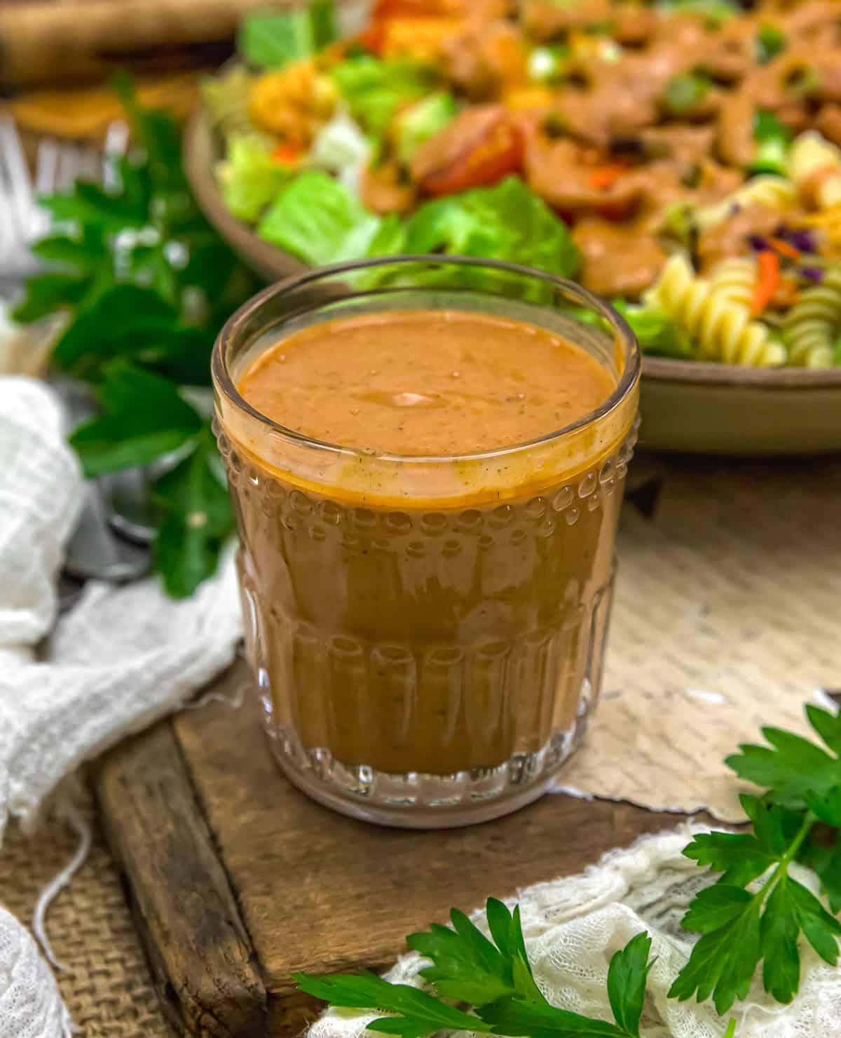 Glass of Oil-Free Low-Fat Taco Dressing