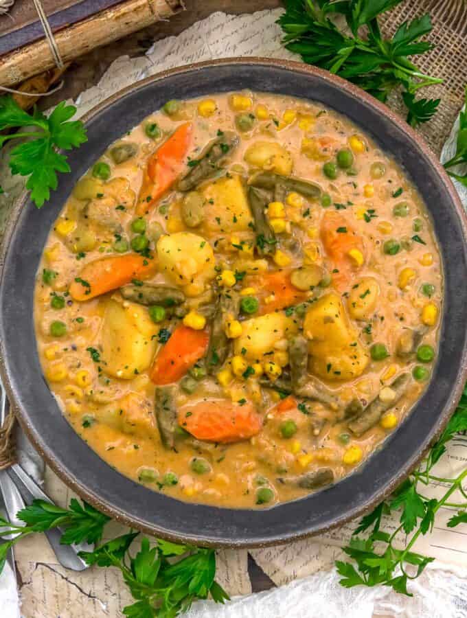 Bowl of Vegan Creamy Veggie Stew