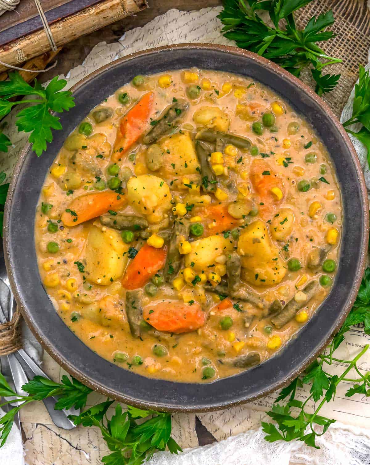 Bowl of Vegan Creamy Veggie Stew