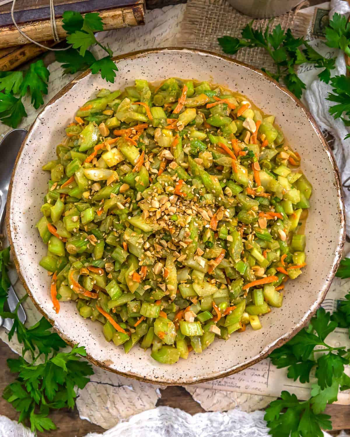 Bowl of Asian Peanut Celery Salad