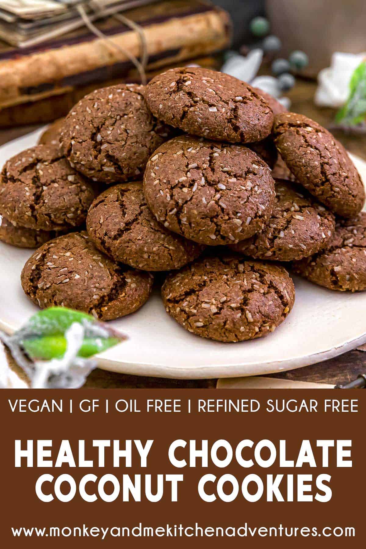 Healthy Chocolate Coconut Cookies with text description