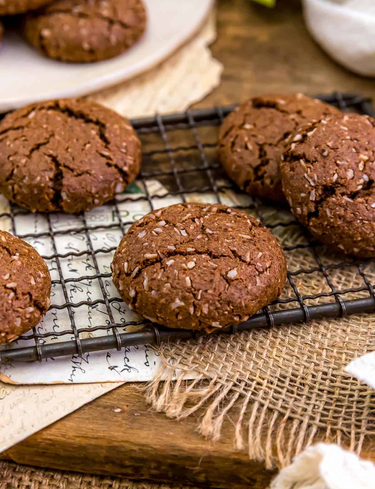 Healthy Chocolate Coconut Cookies on a rack