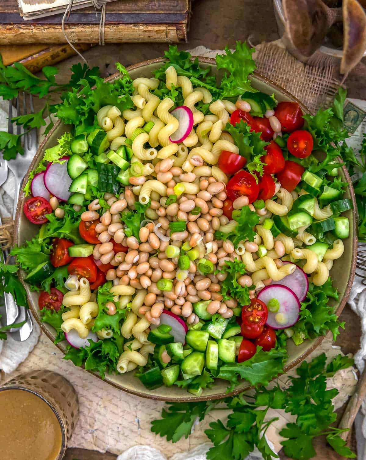 Salad with a side of Oil-Free Sherry Vinaigrette