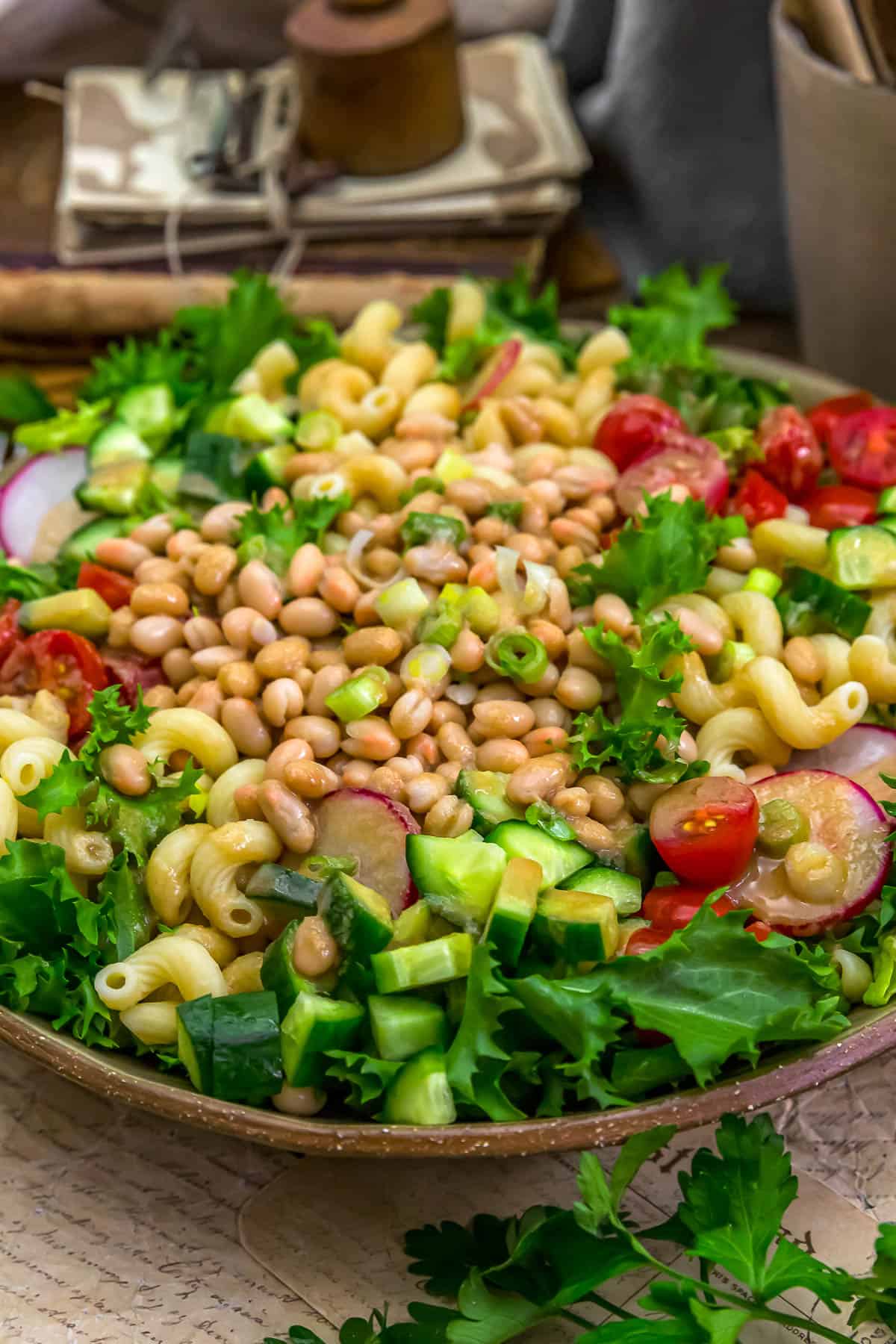 Oil-Free Sherry Vinaigrette drizzled over salad