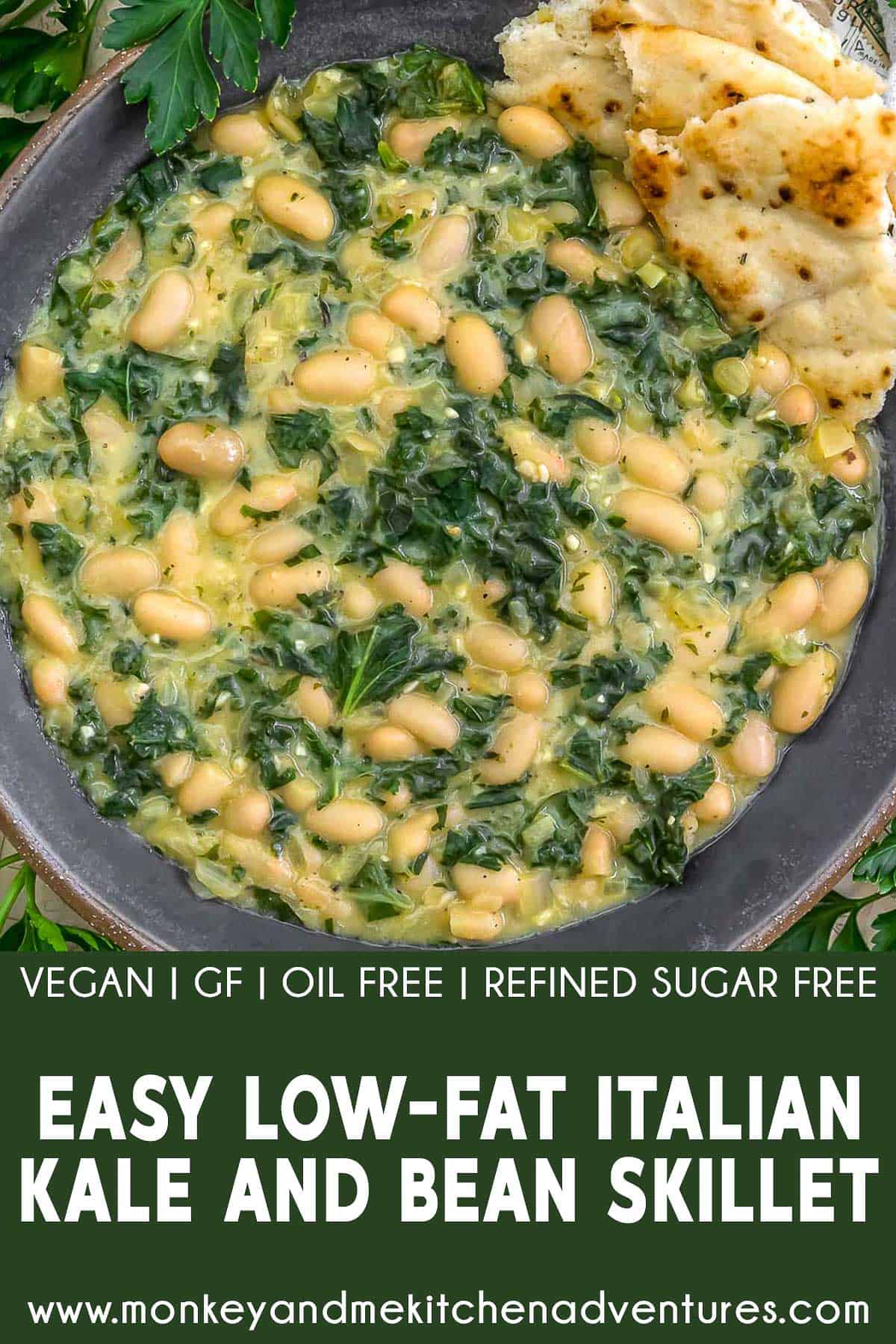 Easy Low-Fat Italian Kale and Bean Skillet with text description