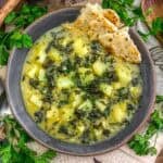 Bowl of Easy Low-Fat Potato and Kale Soup