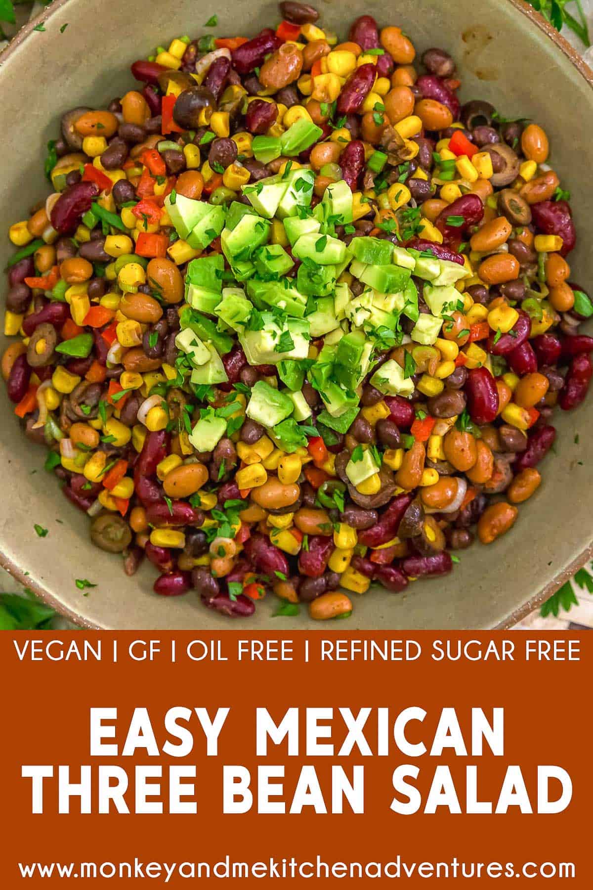 Easy Mexican Three Bean Salad with text description