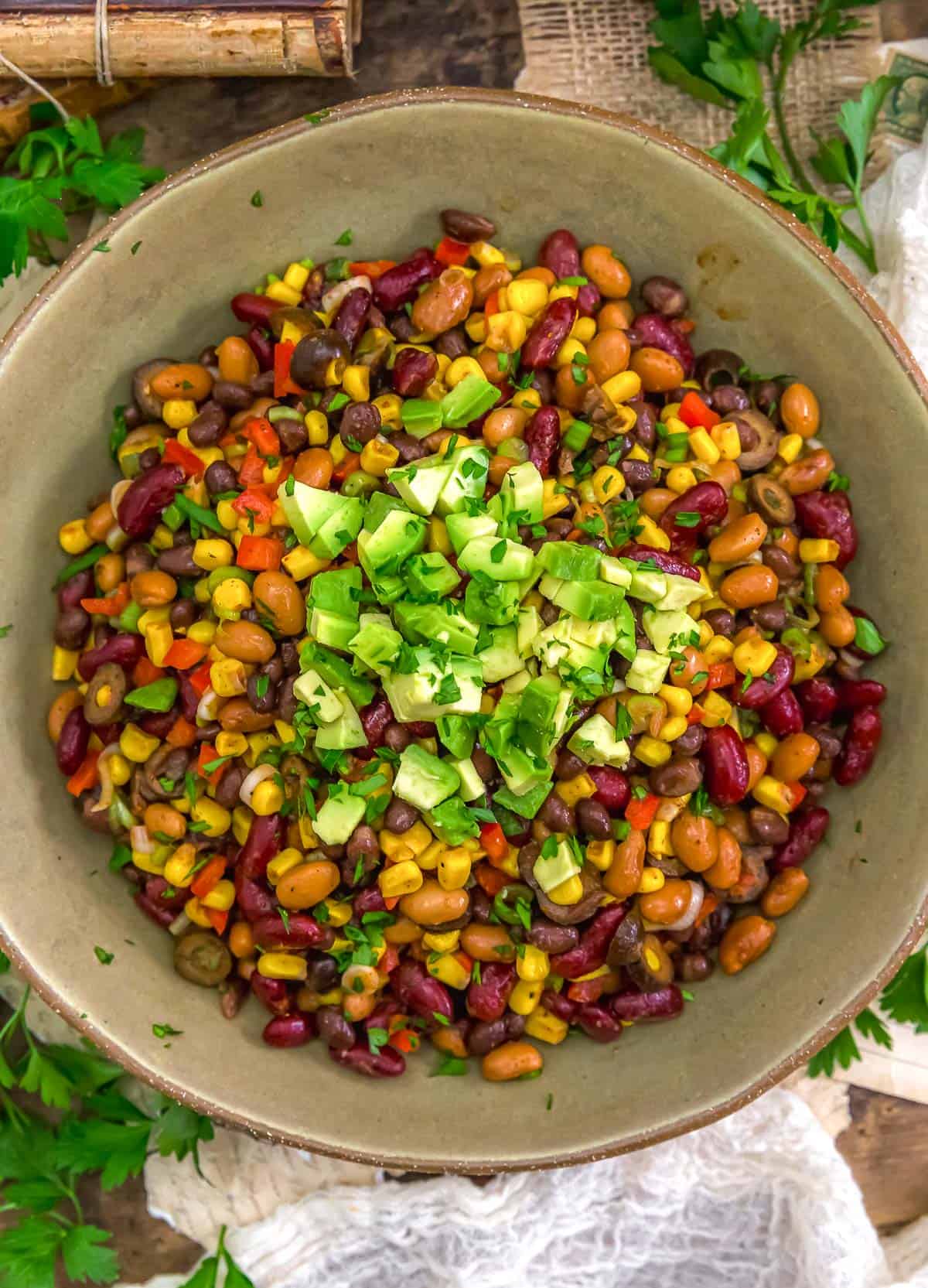 Bowl of Easy Mexican Three Bean Salad