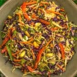 Bowl of Oil-Free Crunchy Cabbage Peanut Slaw