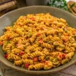 Close up of Vegan Old-Fashioned Catalina Pasta Salad