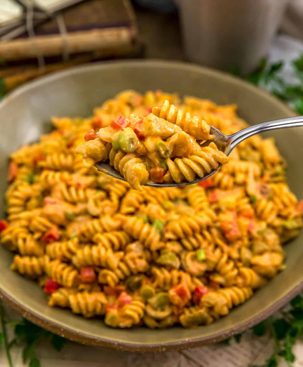 Spoonful of Vegan Old-Fashioned Catalina Pasta Salad