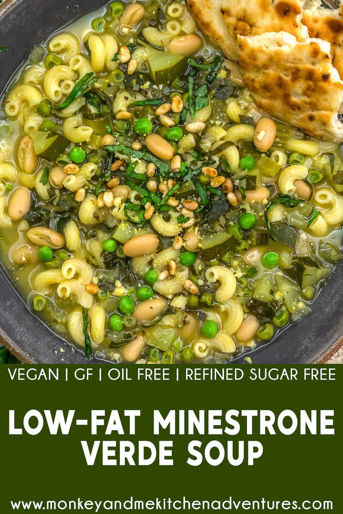 Low-Fat Minestrone Verde Soup with text description