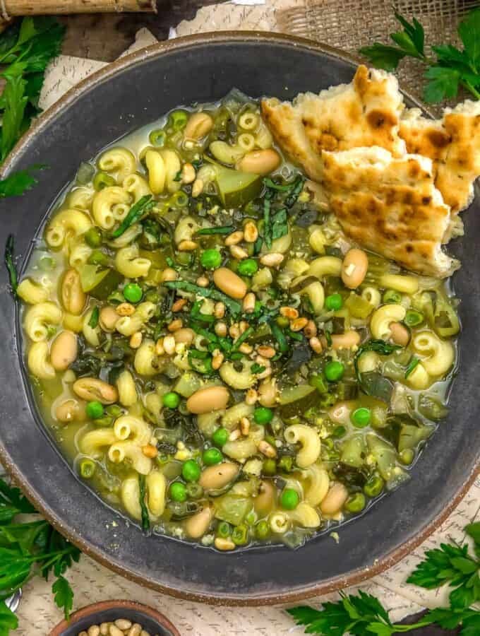 Bowl of Low-Fat Minestrone Verde Soup