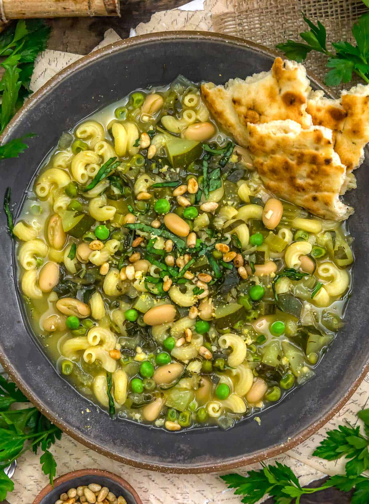 Bowl of Low-Fat Minestrone Verde Soup