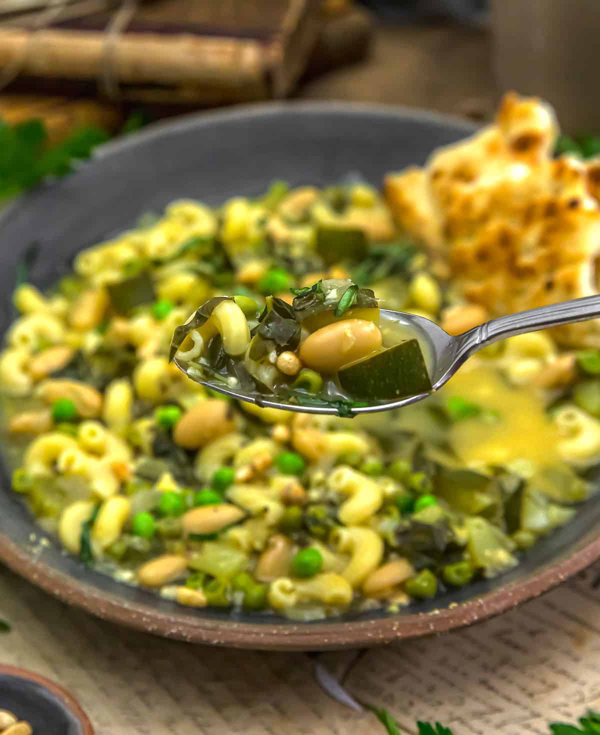 Spoonful of Low-Fat Minestrone Verde Soup