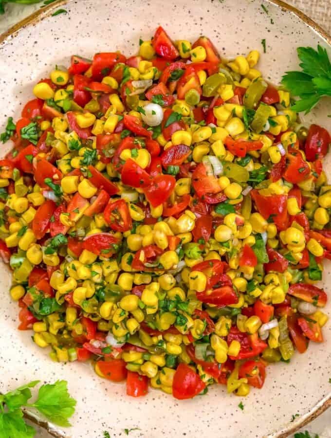 Bowl of Pickled Jalapeno Corn Relish