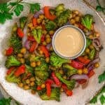 Roasted Veggie Chickpea Bowl with a side of Hummus Dressing