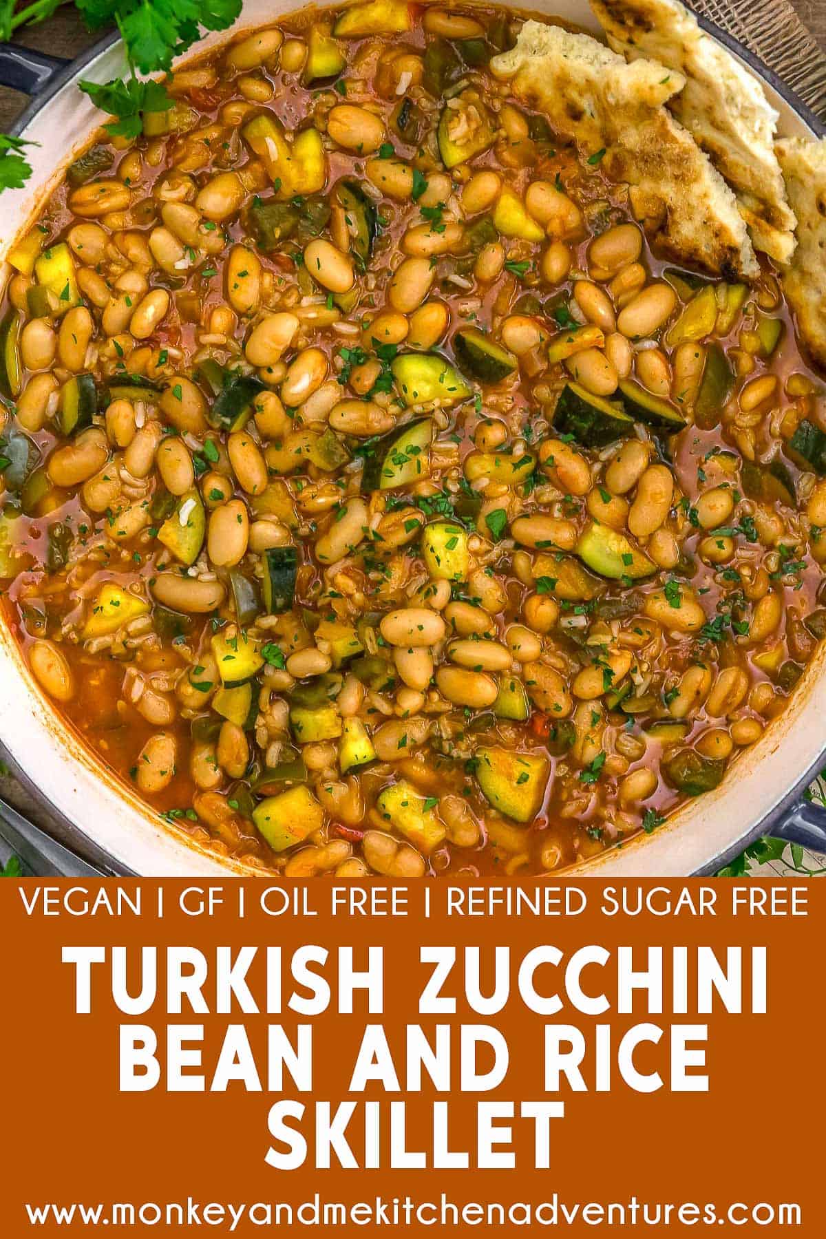 Turkish Zucchini Bean and Rice Skillet with text description