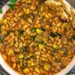 Close up of Turkish Zucchini Bean and Rice Skillet