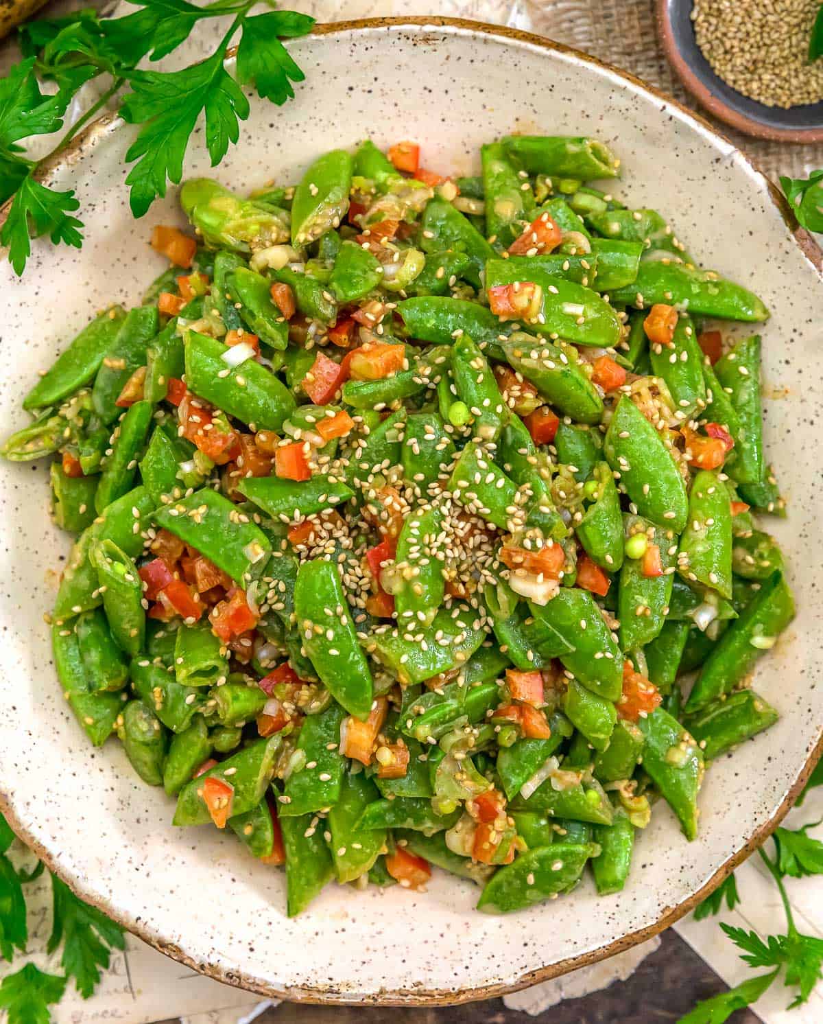 Bowl of Asian Snap Pea Salad