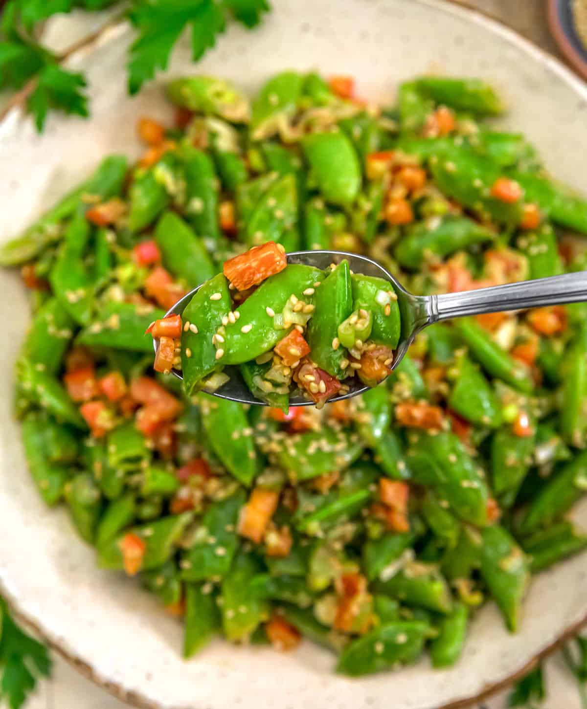 Spoonful of Asian Snap Pea Salad