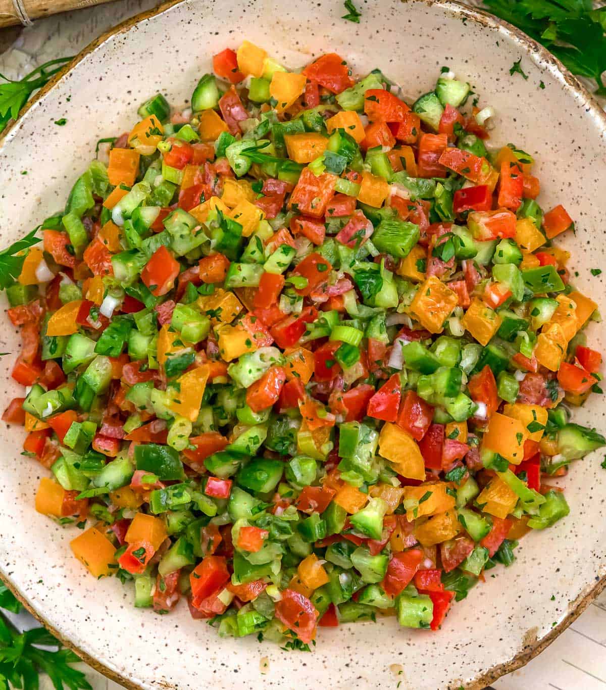 Bowl of Bell Pepper Chopped Salad