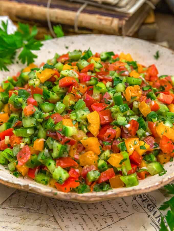 Close up of Bell Pepper Chopped Salad