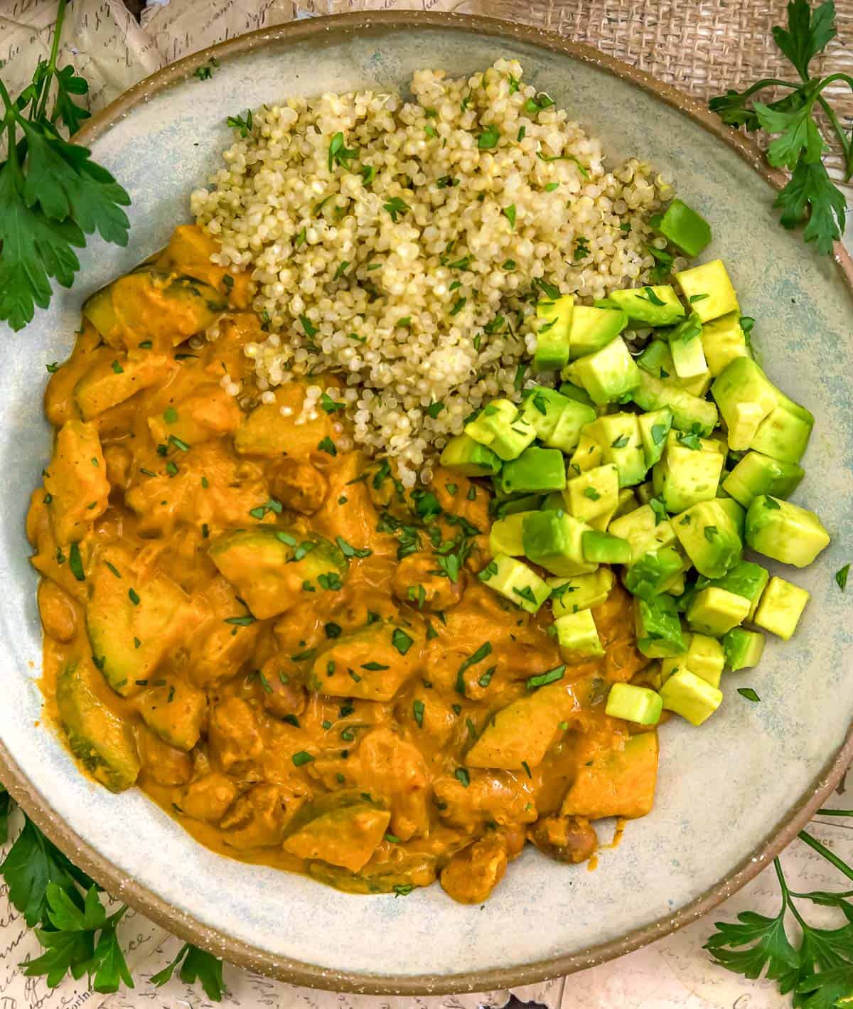 Marry Me Mexican Zucchini Bean Skillet with quinoa and avocado