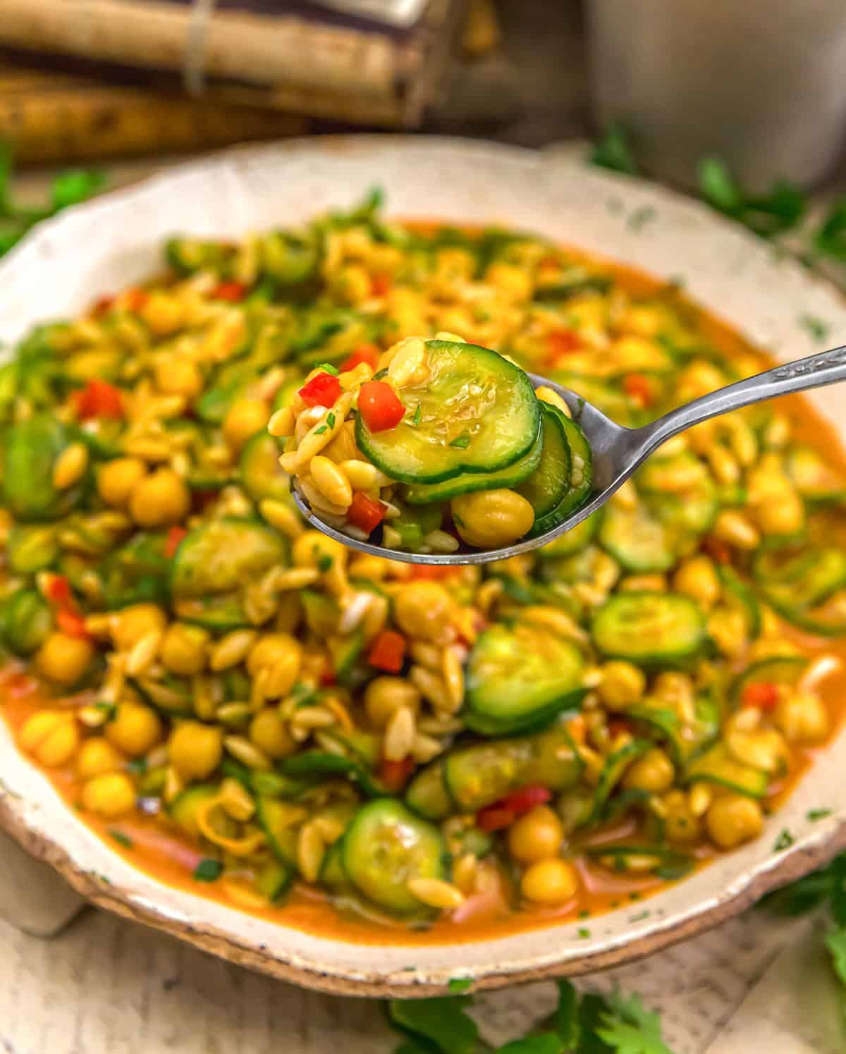 Spoonful of Thai Curry Cucumber Orzo Salad