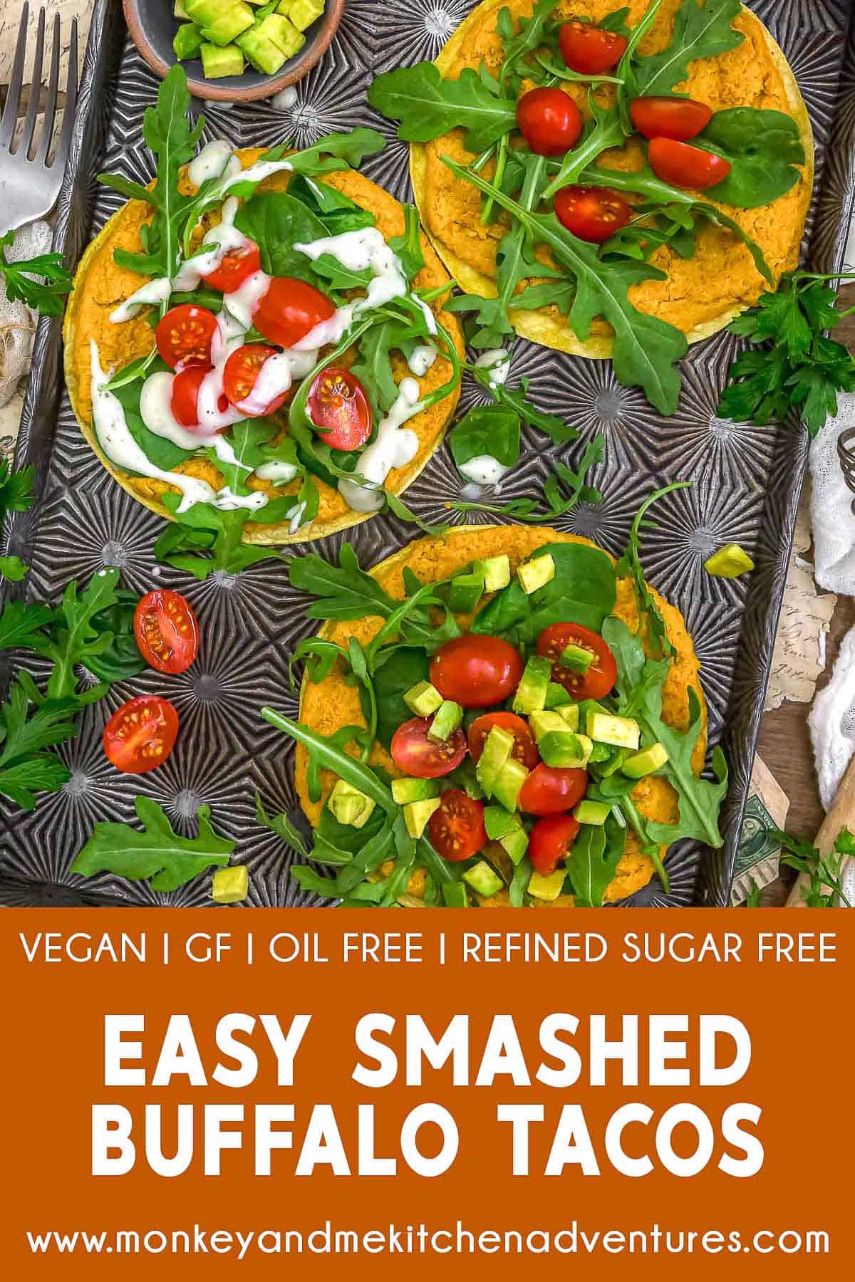 Easy Smashed Buffalo Tacos with text description