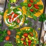 Sheet pan of Easy Smashed Buffalo Tacos