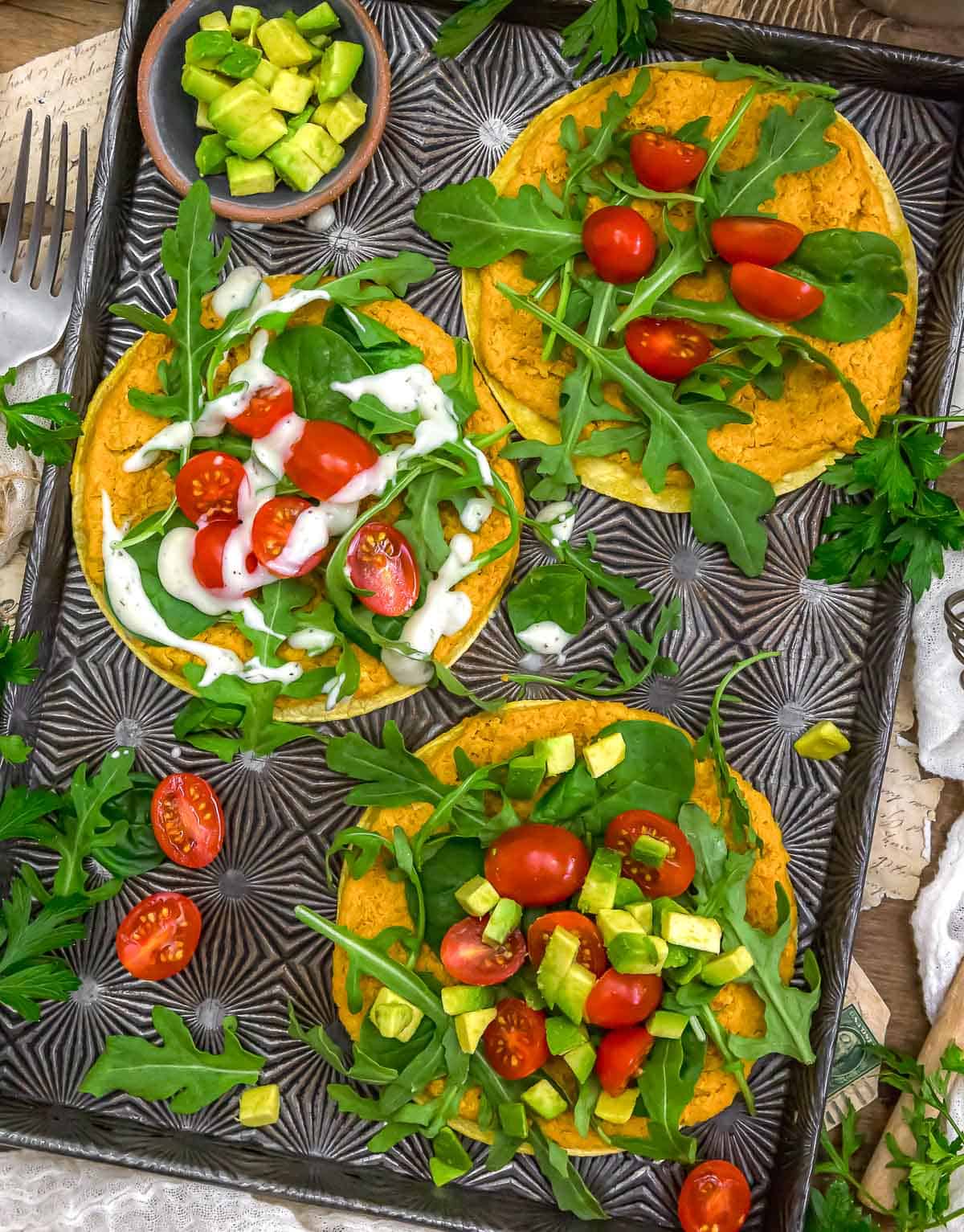 Sheet pan of Easy Smashed Buffalo Tacos