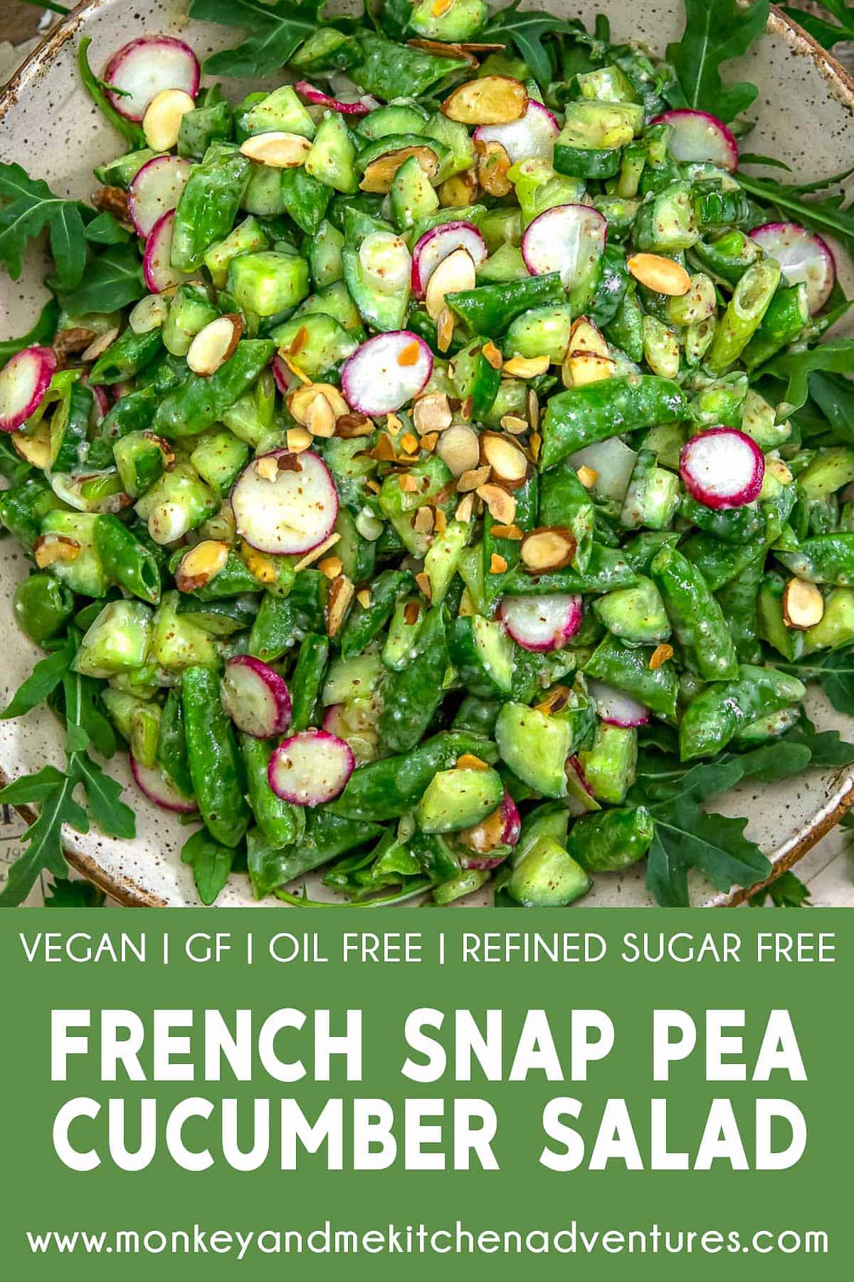 French Snap Pea Cucumber Salad with text description