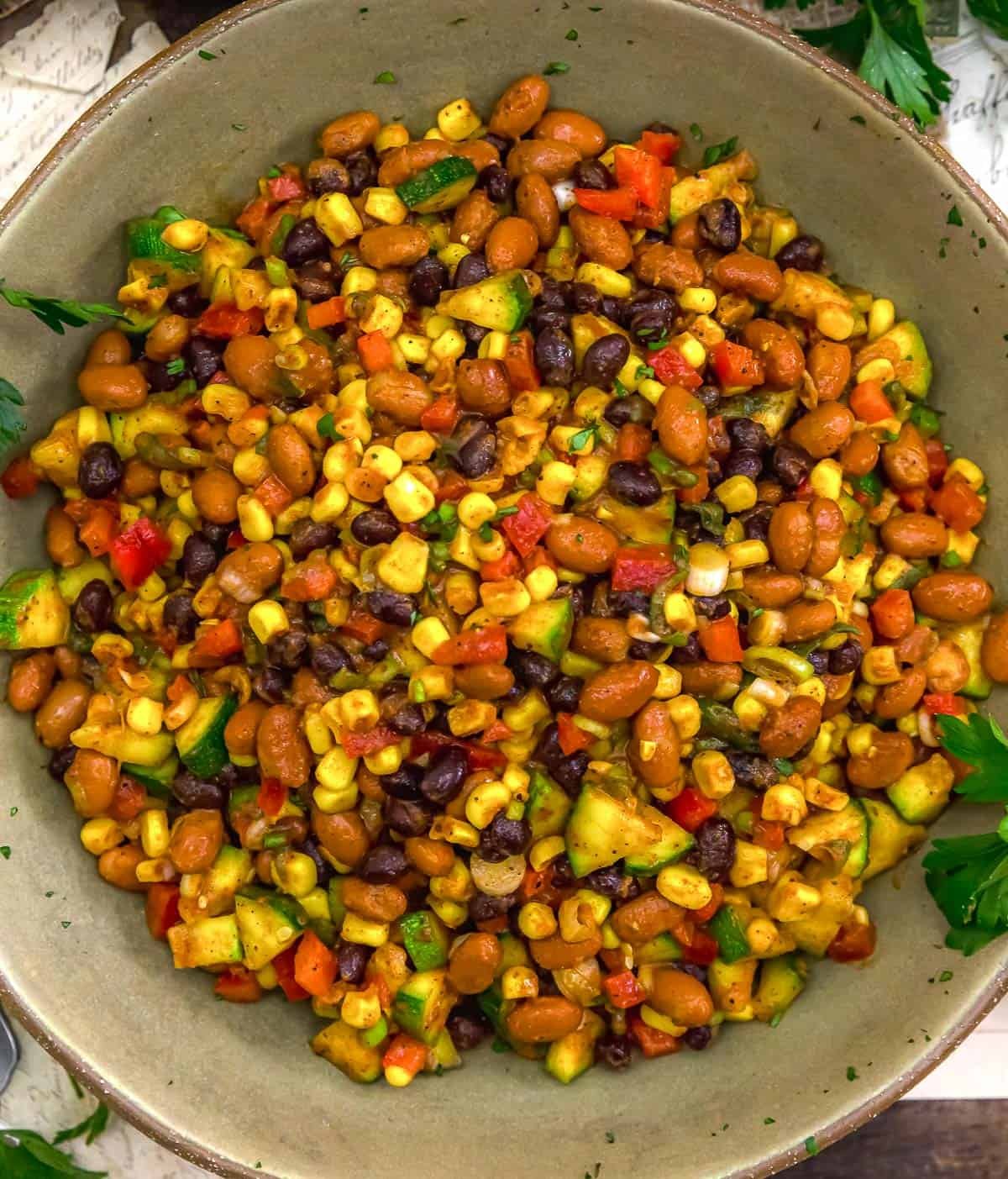 Bowl of Tex-Mex Zucchini Bean Salad