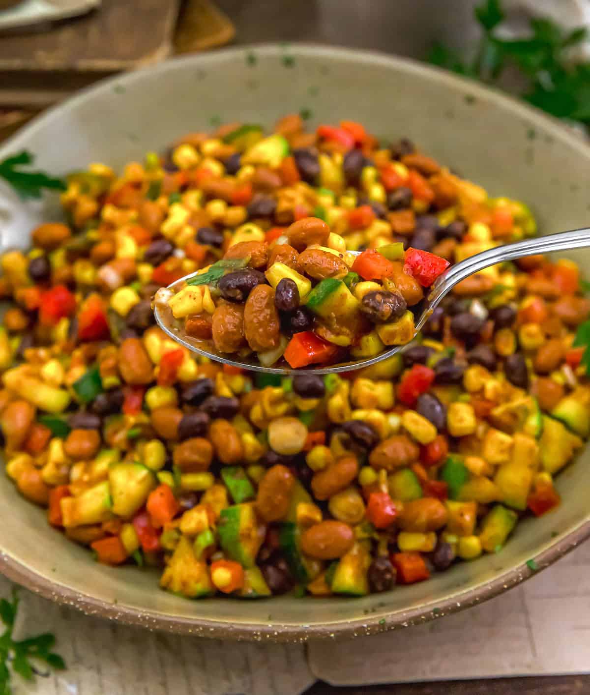 Spoonful of Tex-Mex Zucchini Bean Salad