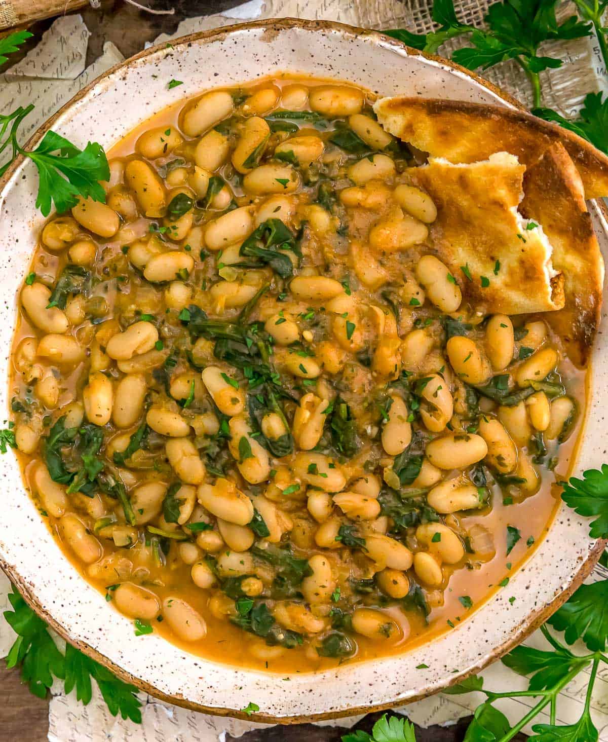 Bowl of White Beans with Arugula