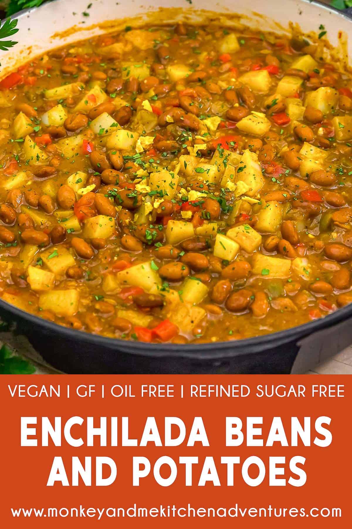 Enchilada Beans and Potatoes with text description