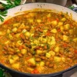 Close up of Enchilada Beans and Potatoes