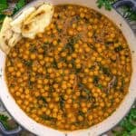 Moroccan Chickpea Spinach Skillet with bread