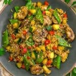Bowls of Taiwanese Mushroom Zucchini Rice Stir Fry