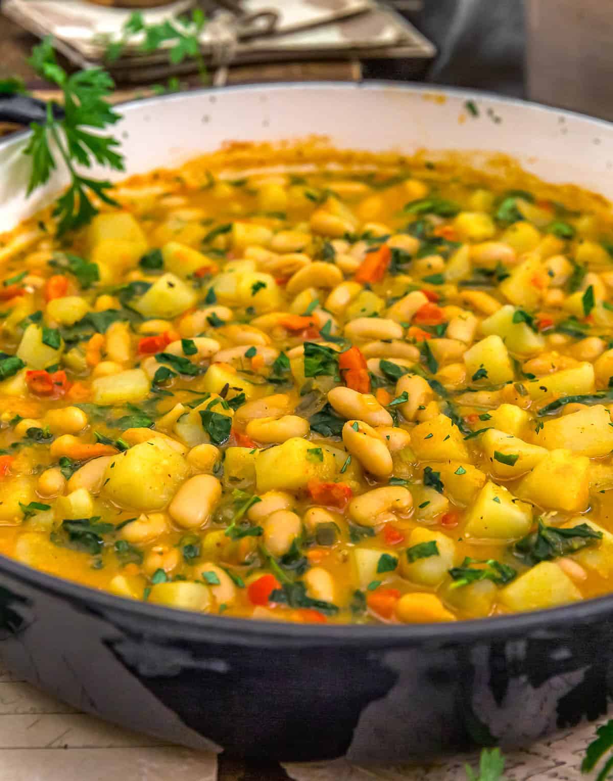 Close up of Autumn Harvest Bean Skillet