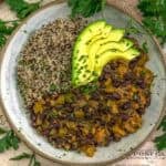 Chipotle Black Bean Skillet with quinoa and avocados