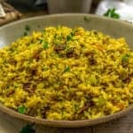 Close up of Curried Rice Pecan Stuffing