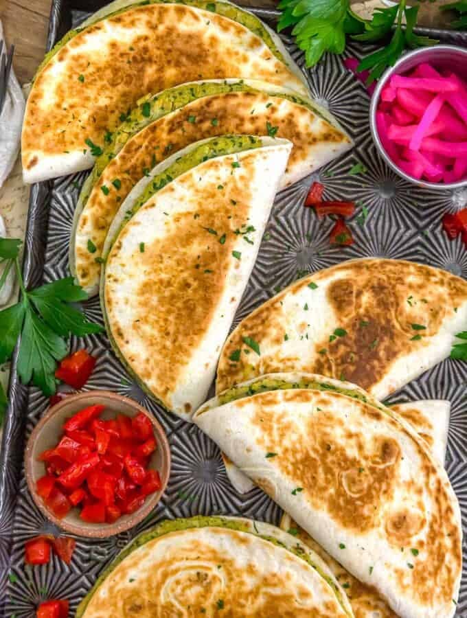 Baking Sheet of Easy Smashed Falafel Tacos