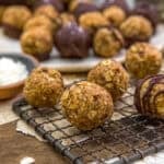 Close up of Healthy Vegan Coconut Date Caramel Bliss Balls