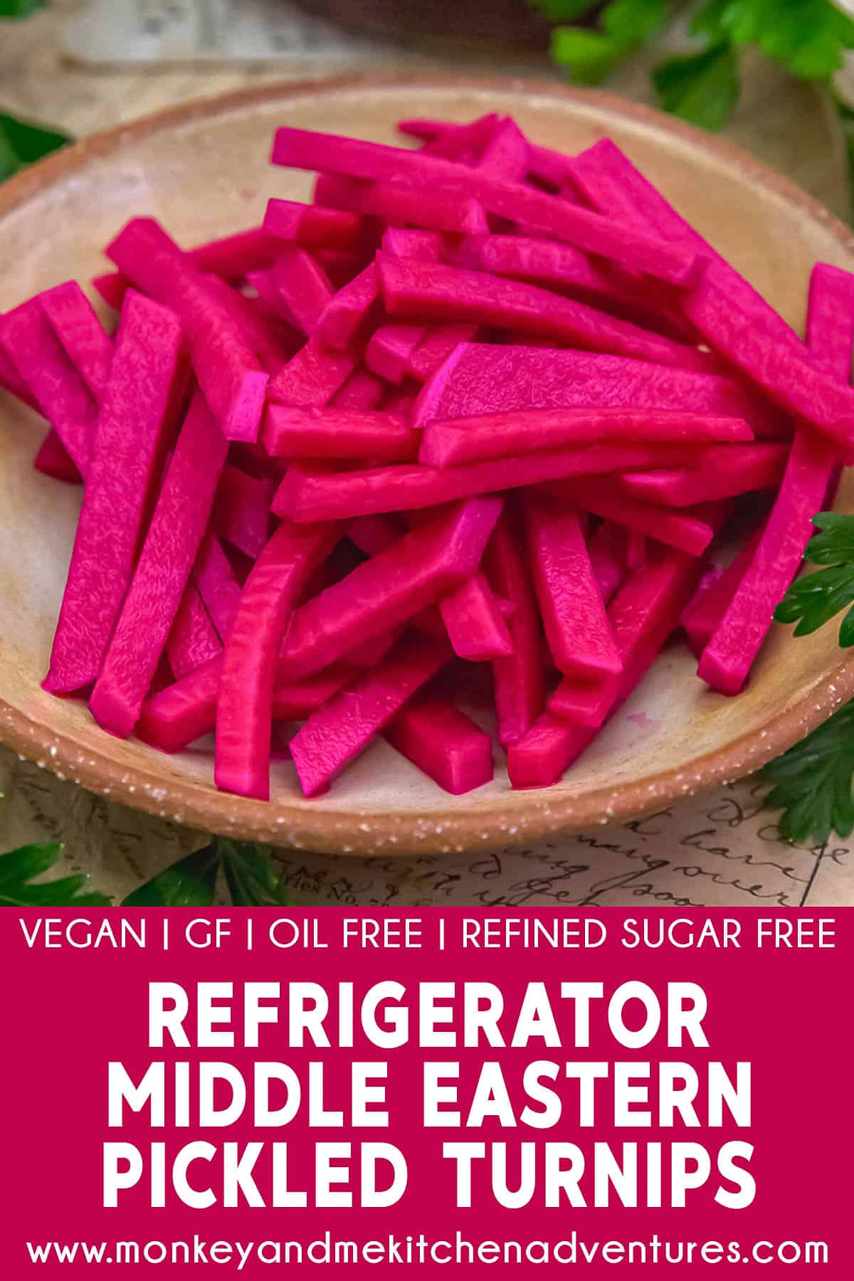 Refrigerator Middle Eastern Pickled Turnips with text description