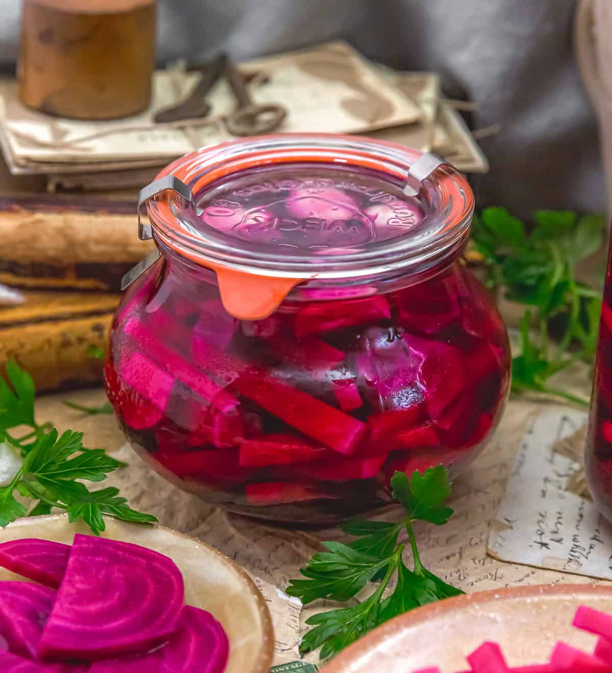 Jar of Refrigerator Middle Eastern Pickled Turnips