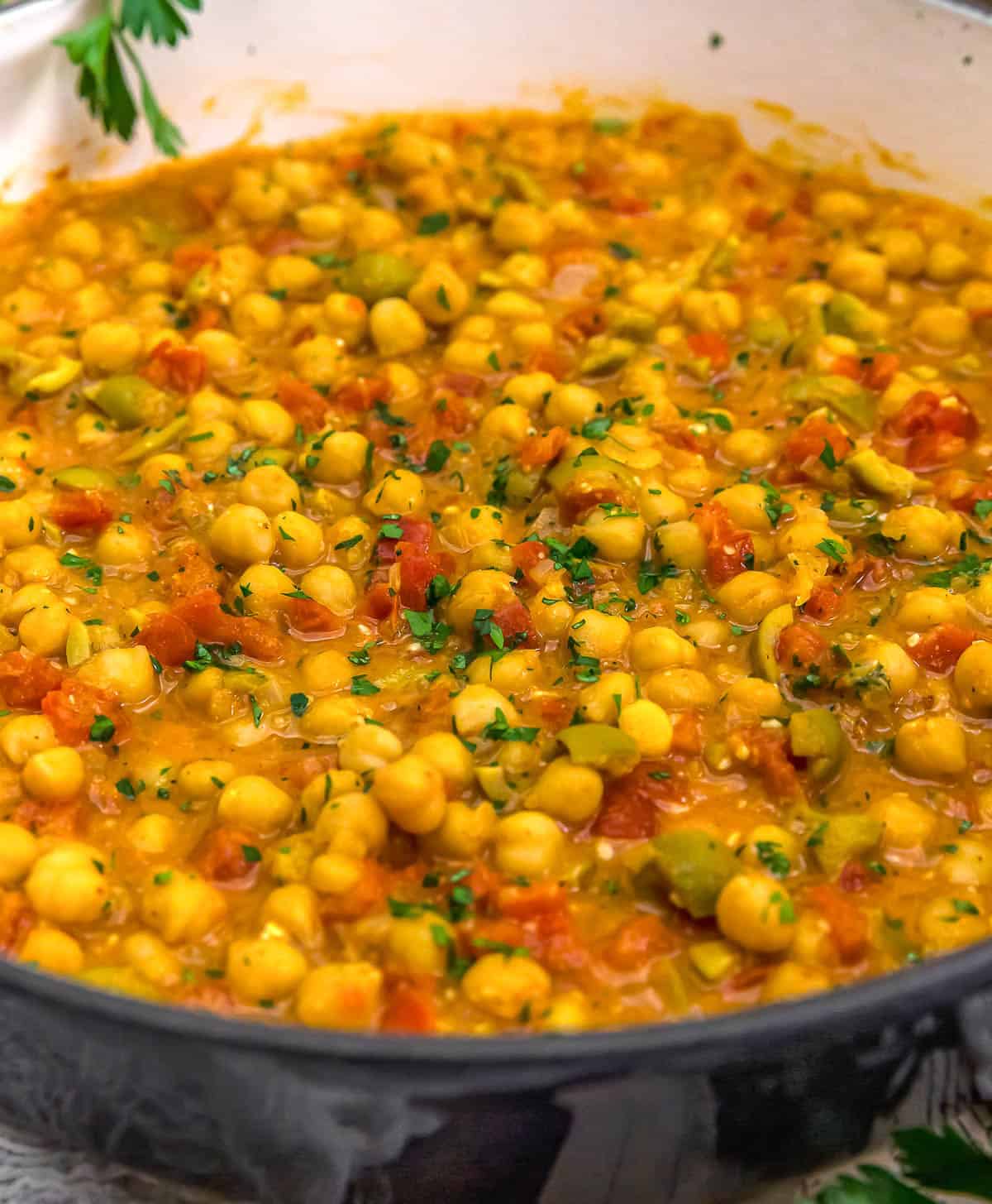 Close up of Catalan-Style Chickpea Stew