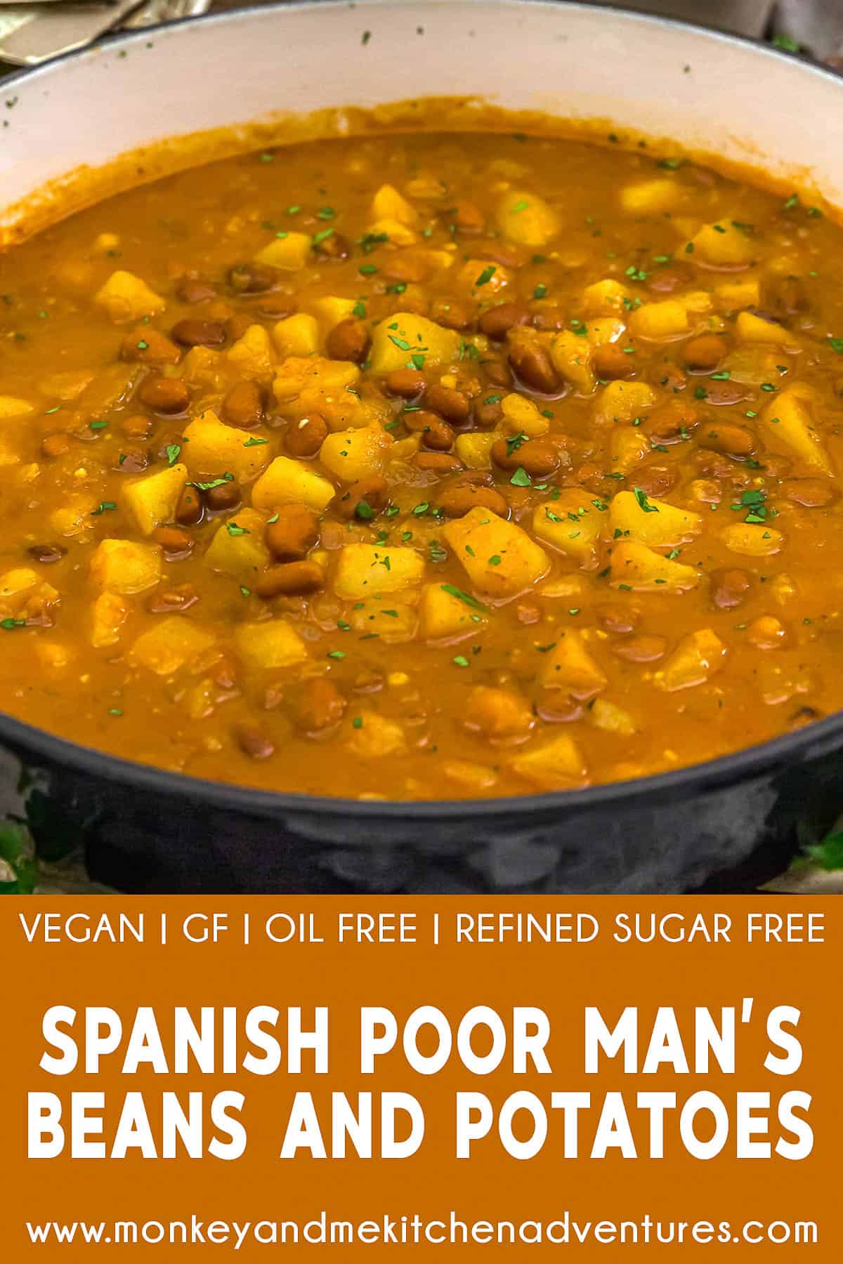 Spanish Poor Man’s Beans and Potatoes with text description